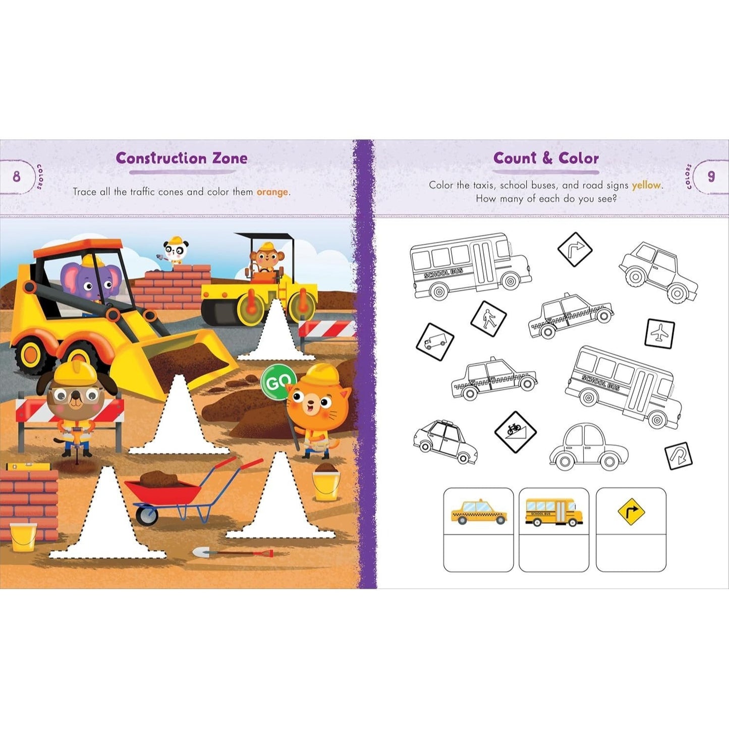 Preschool Activity Book Trucks, Cars, and Airplanes: 80 Games to Learn Letters, Numbers, Colors, and Shapes (School Skills Activity Books) (Spiral Bound)