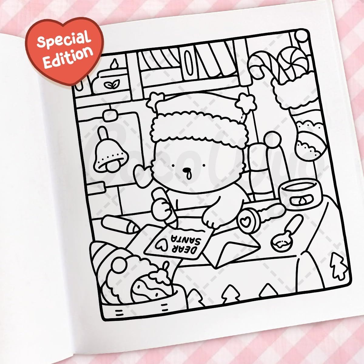 Cozy Christmas: Coloring Book for Adults and Kids (Cozy Spaces Coloring) (Spiral Bound)