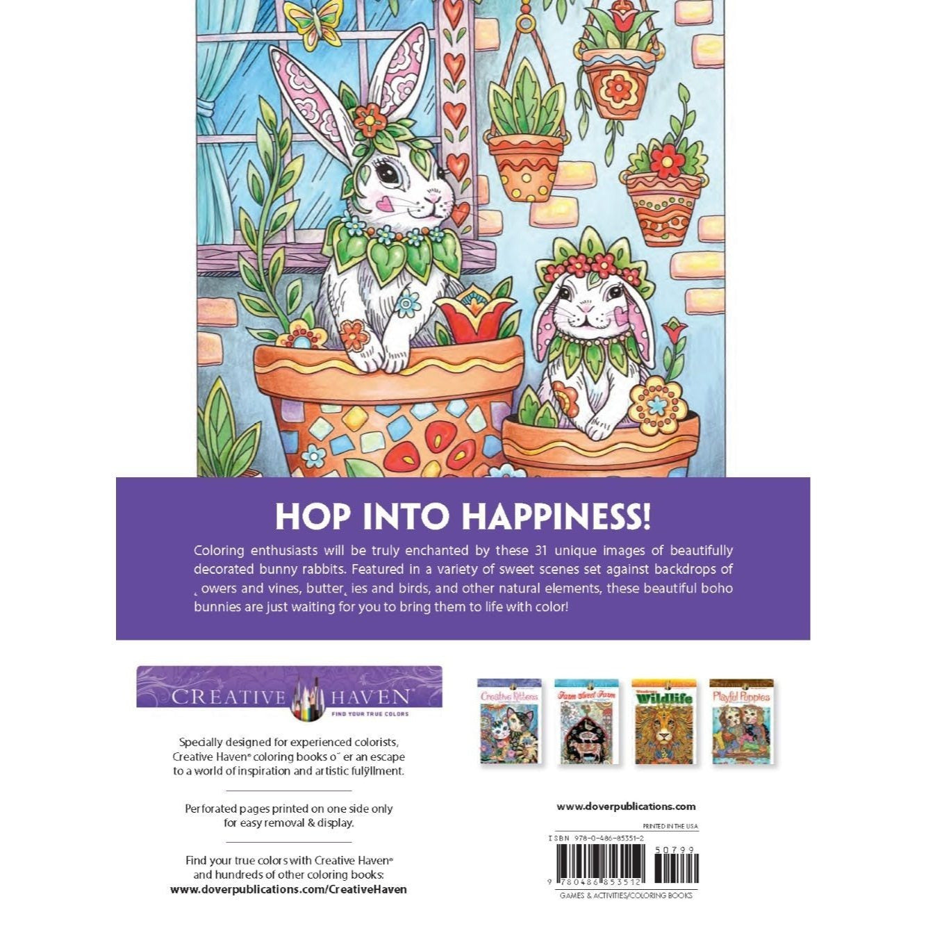 Creative Haven Boho Bunnies Coloring Book