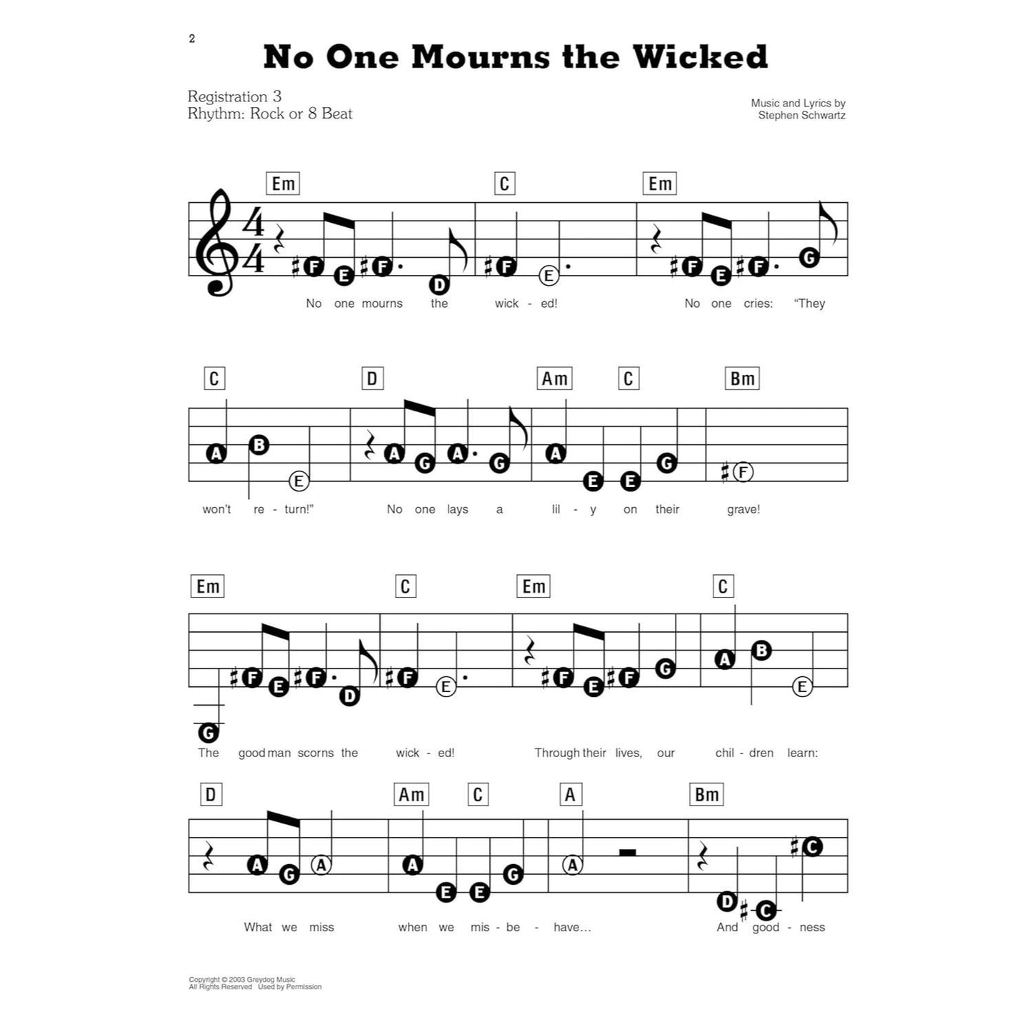 Wicked - A New Musical: E-Z Play Today Volume 64