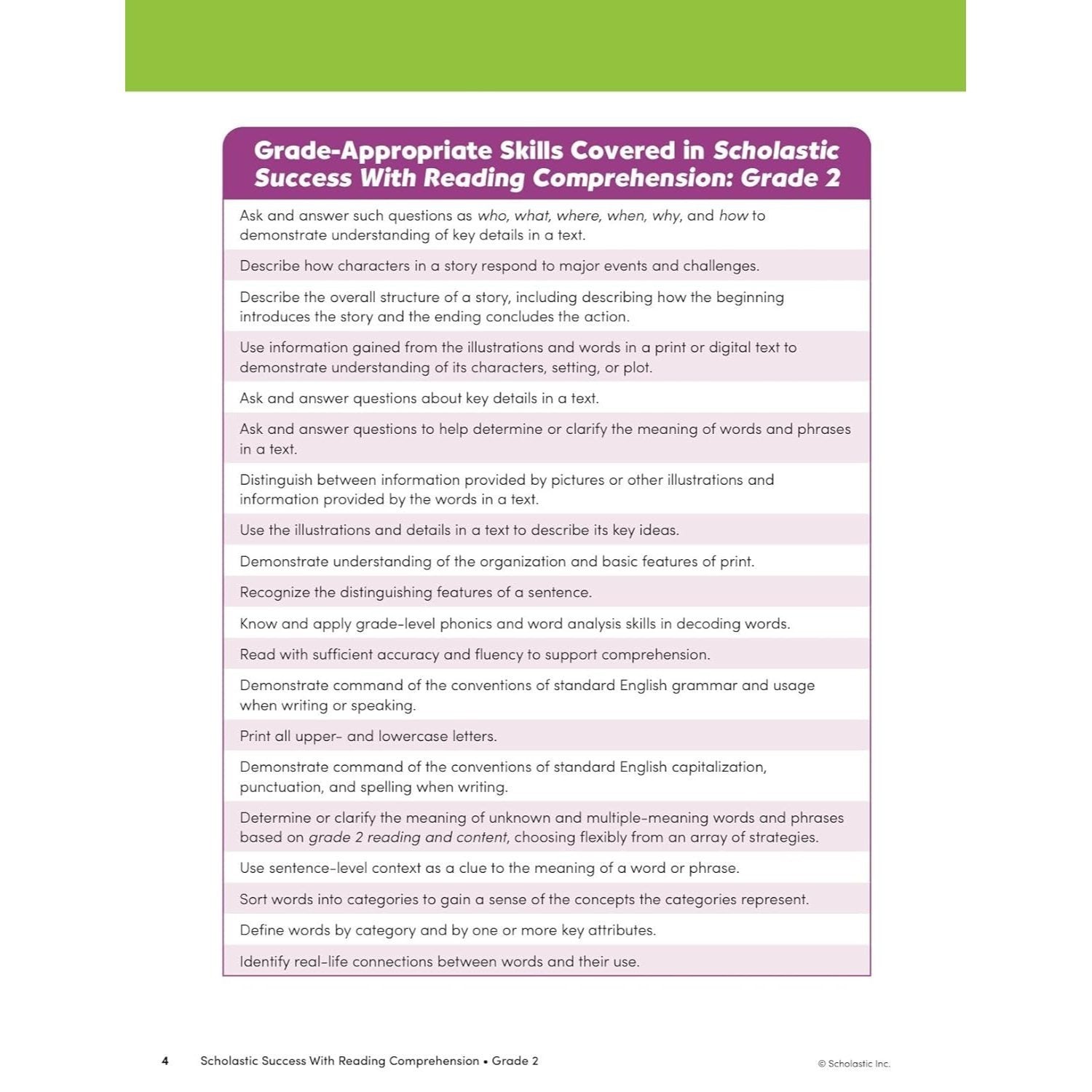 Scholastic Success with Reading Comprehension Grade 2 Workbook
