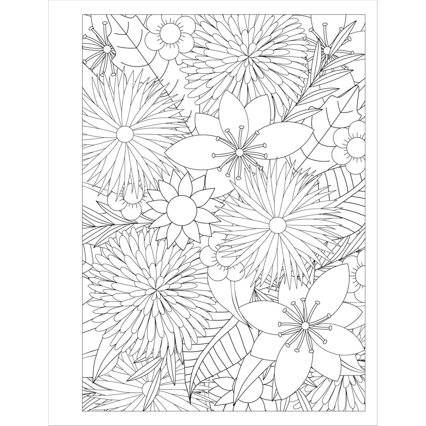 Stress Relief Flower Coloring Book for Adults: Beautiful and Relaxing Floral Designs, Arrangements, and Bouquets (Spiral Bound)