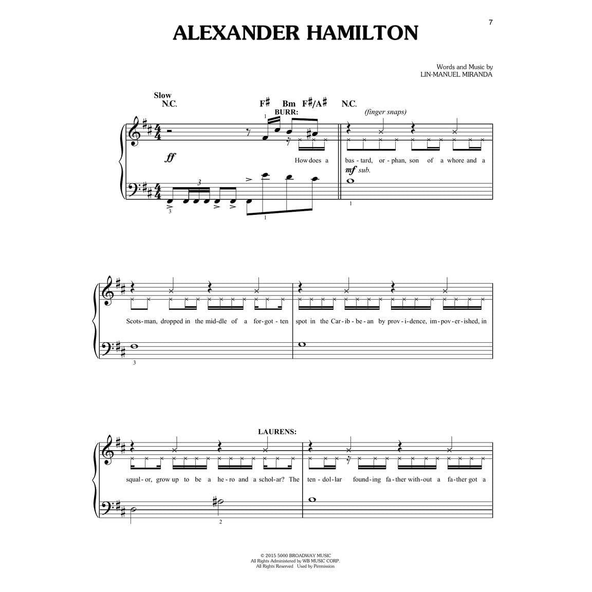 Hamilton - Easy Piano - Hamilton Musical Sheet Music for Piano with 9 Selections - Arranged for Beginners Piano Sheet Music Book