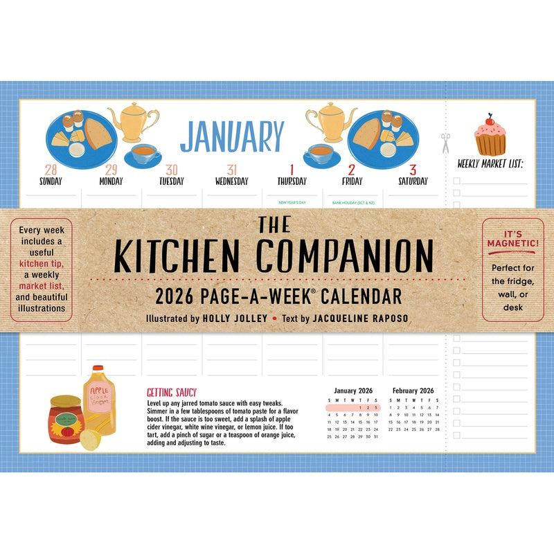 Kitchen Companion Page-A-Week Calendar 2026: It's Magnetic! Perfect for the Fridge, Wall, or Desk