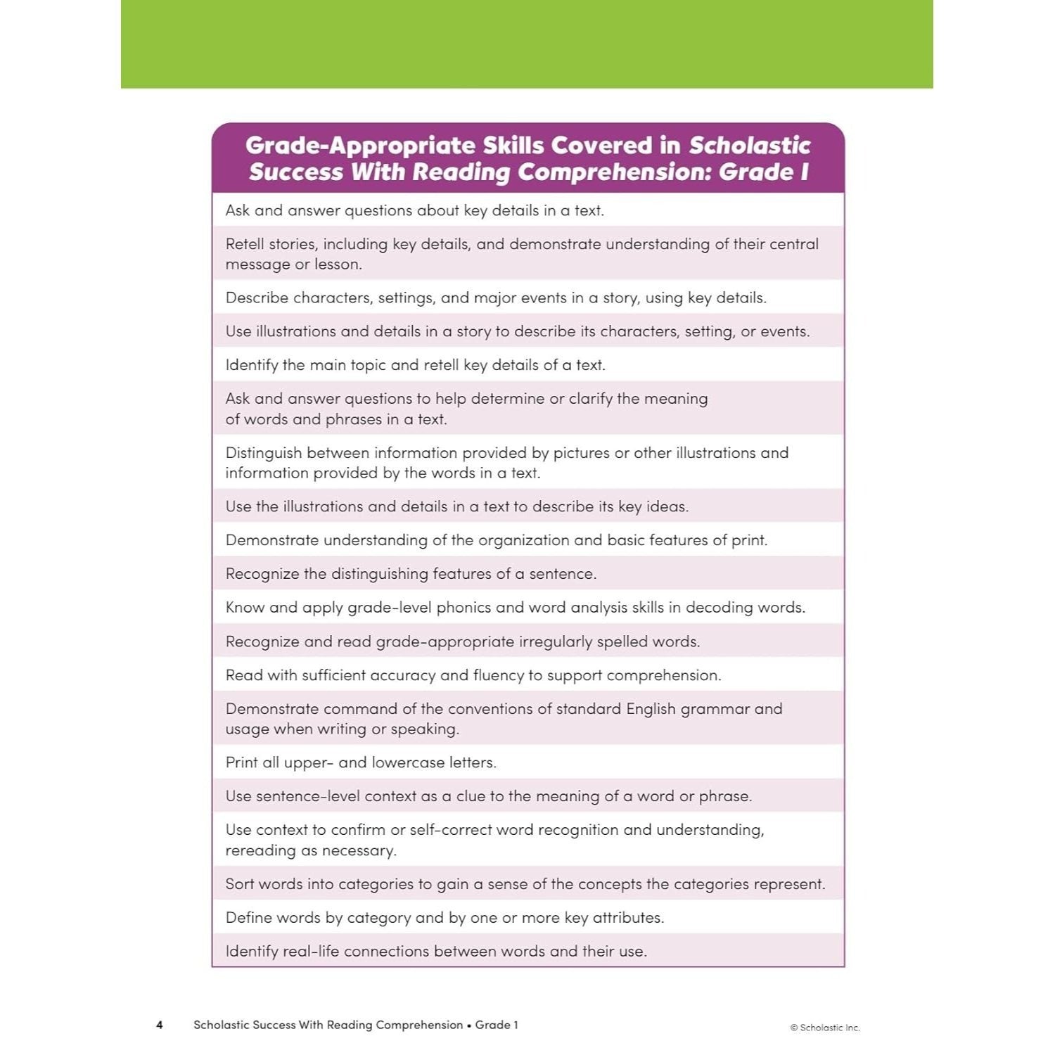 Scholastic Success with Reading Comprehension Grade 1 Workbook