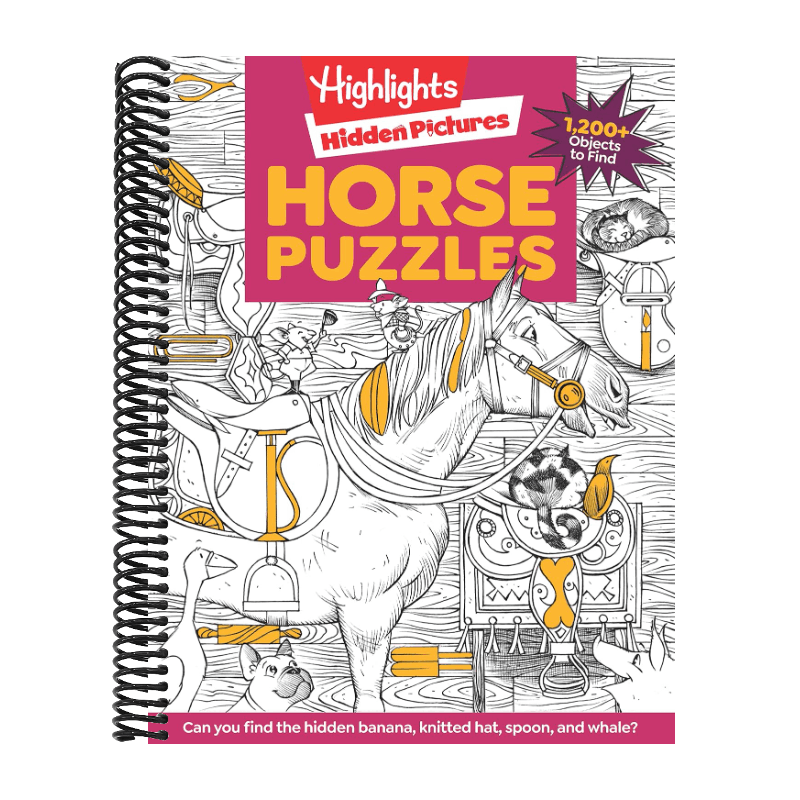 Horse Puzzles: Over 100 Search and Find Puzzles, Barns, Stables and Riding Adventures, Horse-Themed Hidden Pictures Activity Book for Kids 6 and Up (Highlights Hidden Pictures) (Spiral Bound)