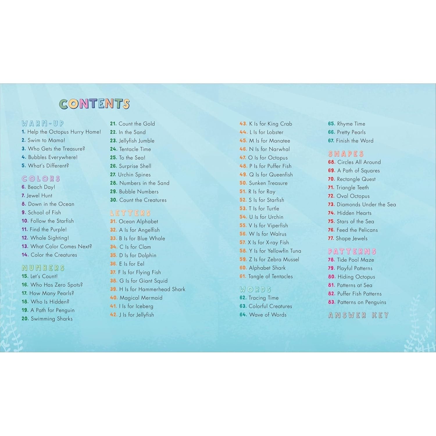 Preschool Activity Book Ocean Animals: 75 Games to Learn Letters, Numbers, Colors, and Shapes (School Skills Activity Books)