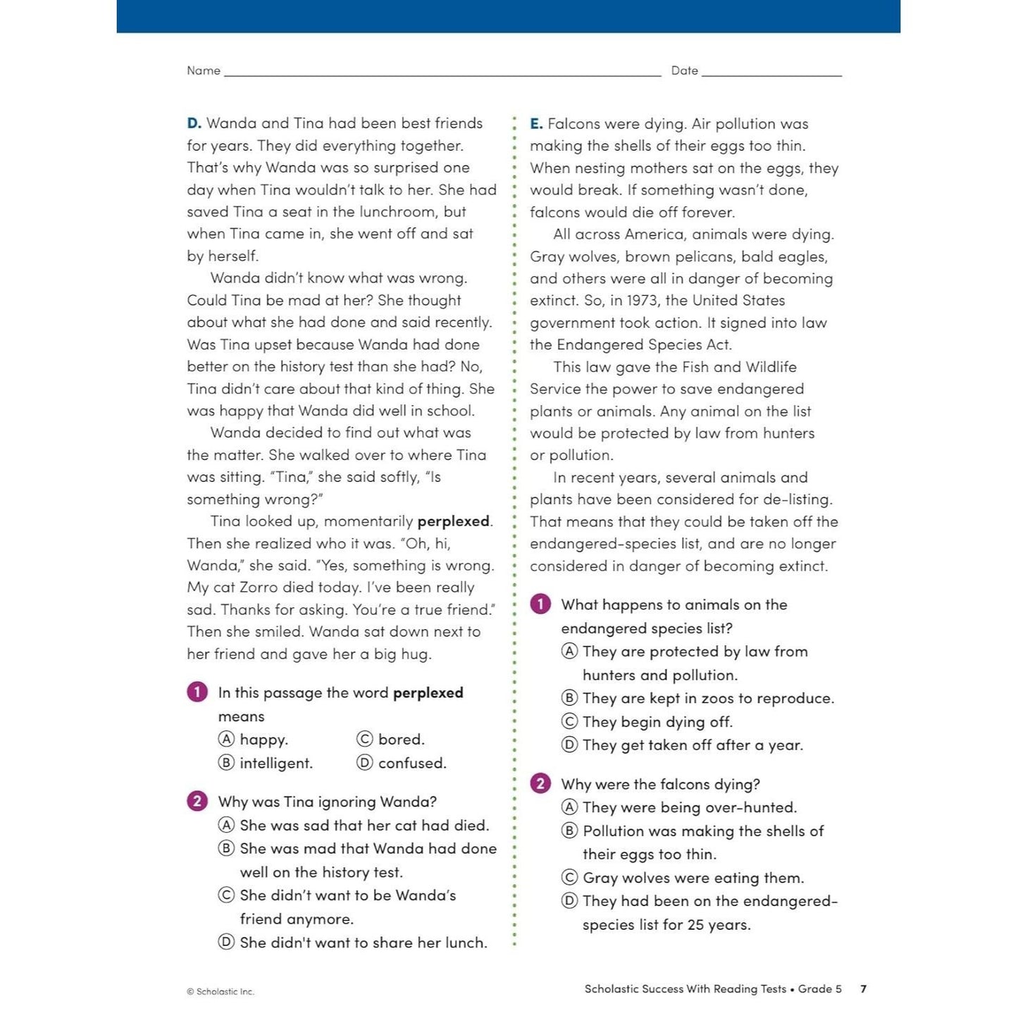 Scholastic Success with Reading Tests Grade 5 Workbook