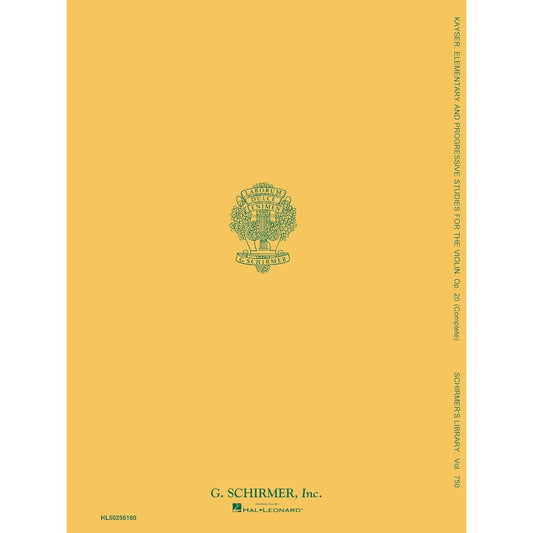 36 Elementary and Progressive Studies Op. 20 Violin Method Schirmer Library of Classics Volume 750 Essential Exercises for Violinists