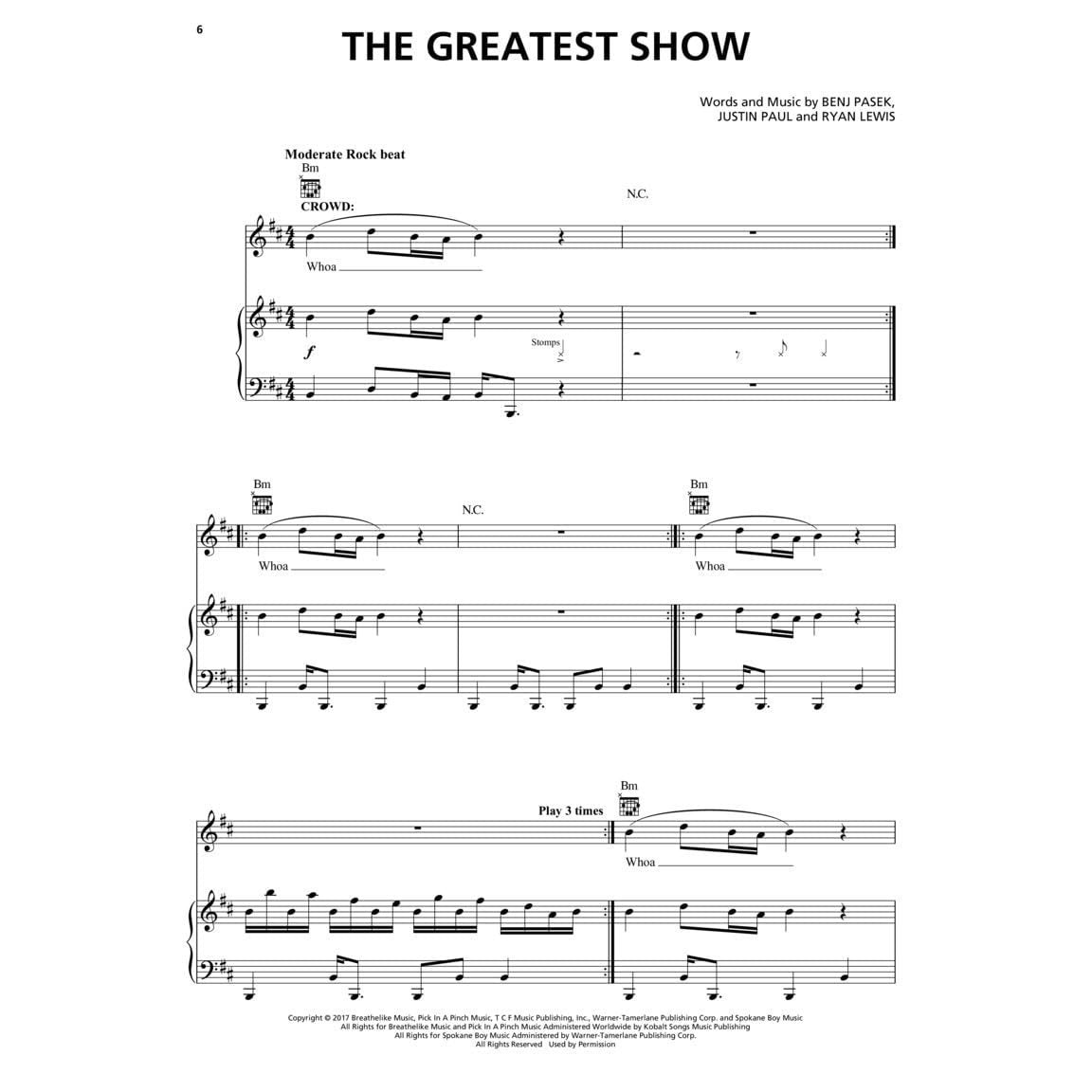 The Greatest Showman Music from the Motion Picture Soundtrack Piano/Vocal/Guitar Songbook Official Sheet Music from the Motion Picture Soundtrack (Spiral Bound)
