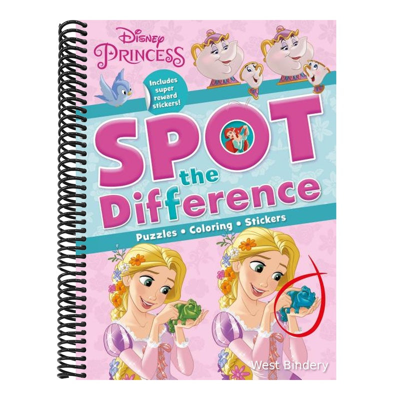 Disney Princess Spot the Difference: Puzzles, Coloring, Stickers