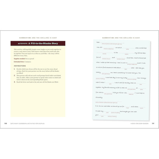 Date Night Cookbook and Activities for Couples: Recipes and Games for a Romantic Night in (Spiral Bound)