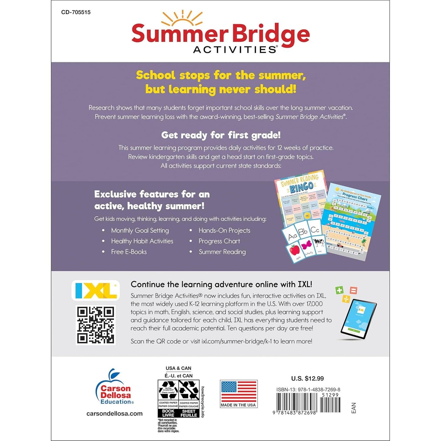 Summer Bridge Activities, Grades K - 1 (Summer Bridge Activities)