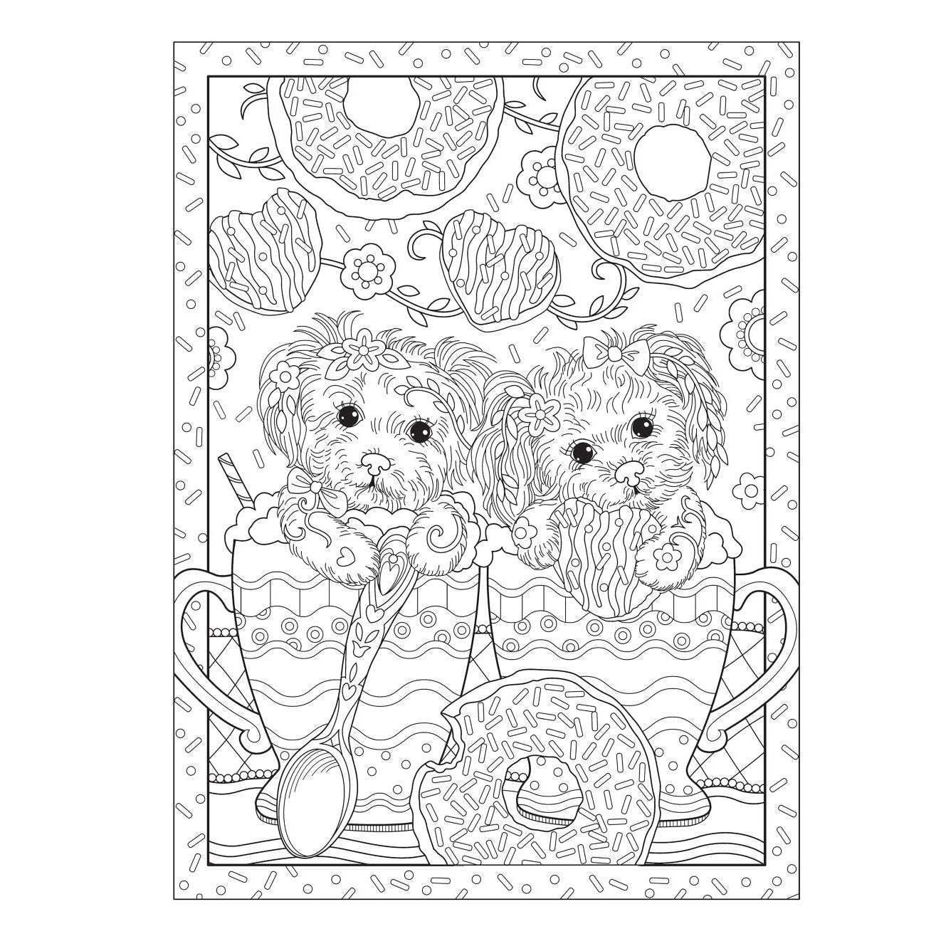 Creative Haven Playful Puppies Coloring Book