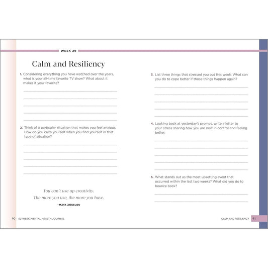 52-Week Mental Health Journal: Guided Prompts and Self-Reflection to Reduce Stress and Improve Well-Being