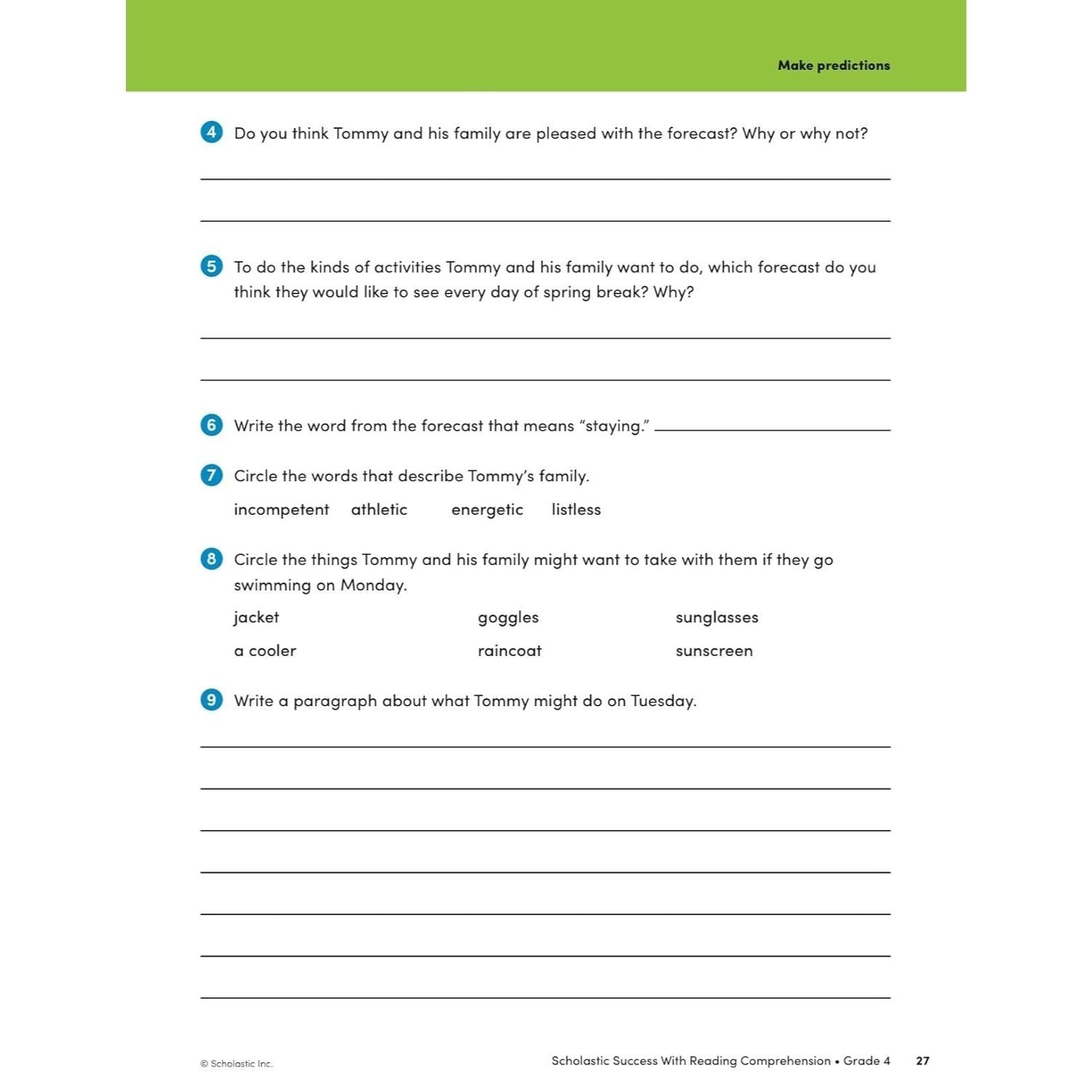 Scholastic Success with Reading Comprehension Grade 4 Workbook