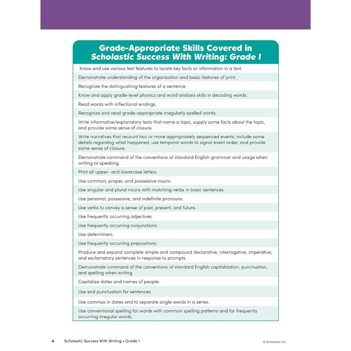Scholastic Success with Writing Grade 1 Workbook