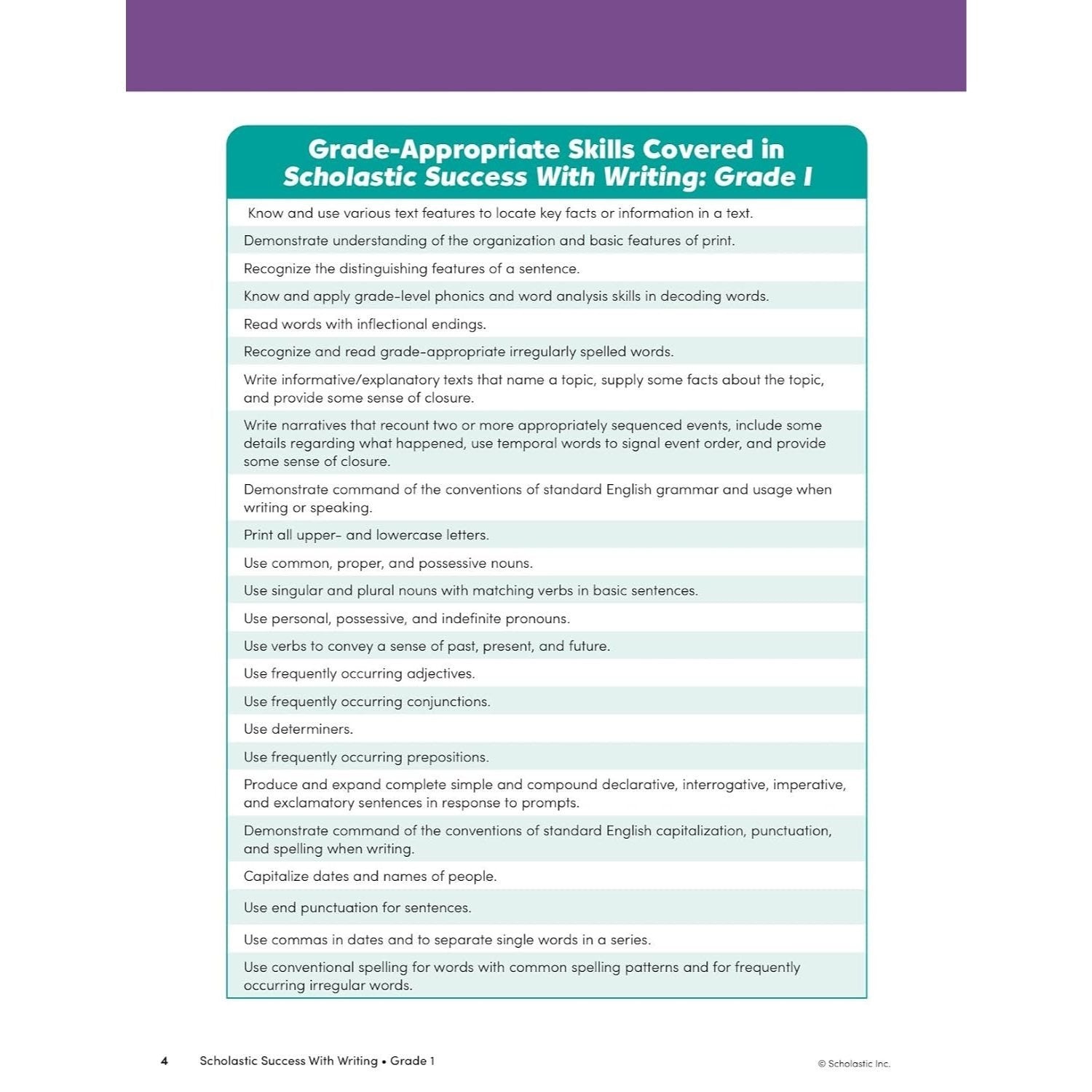 Scholastic Success with Writing Grade 1 Workbook