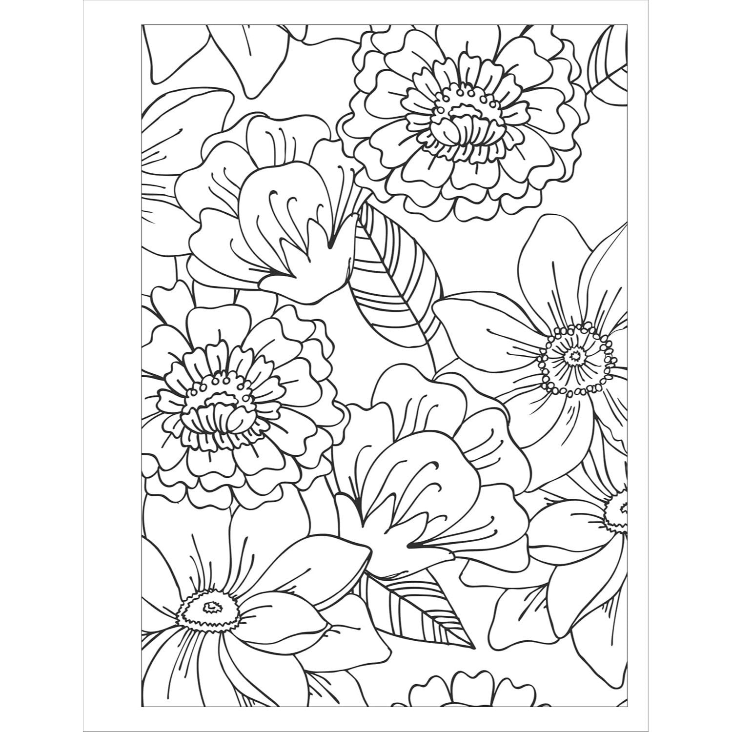 Stress Relief Flower Coloring Book for Adults: Beautiful and Relaxing Floral Designs, Arrangements, and Bouquets (Spiral Bound)