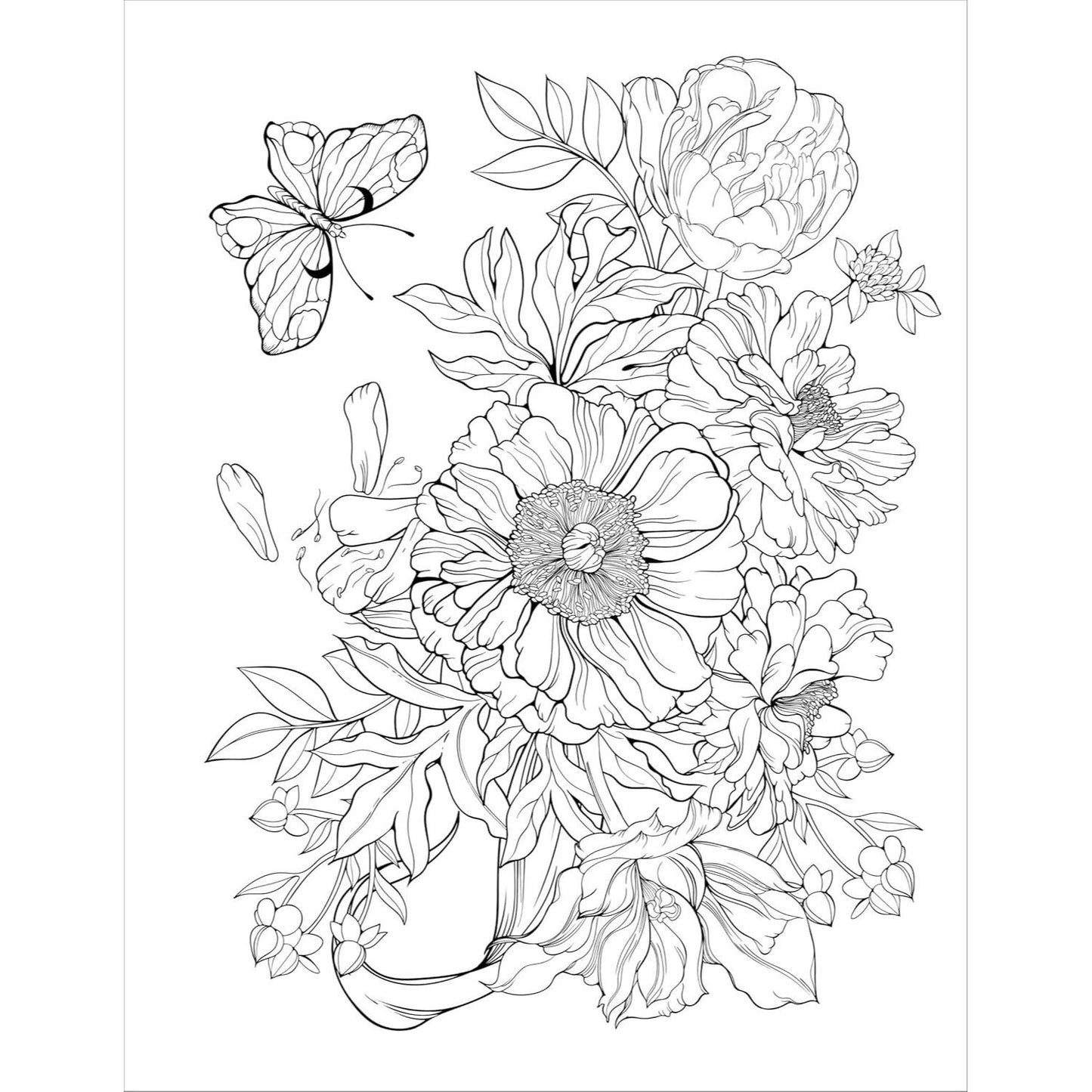 Stress Relief Flower Coloring Book for Adults: Beautiful and Relaxing Floral Designs, Arrangements, and Bouquets (Spiral Bound)