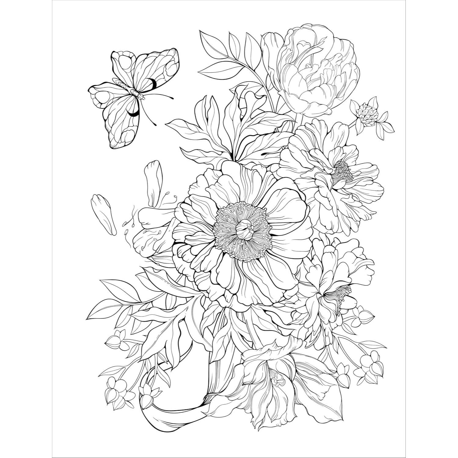 Stress Relief Flower Coloring Book for Adults: Beautiful and Relaxing Floral Designs, Arrangements, and Bouquets (Spiral Bound)