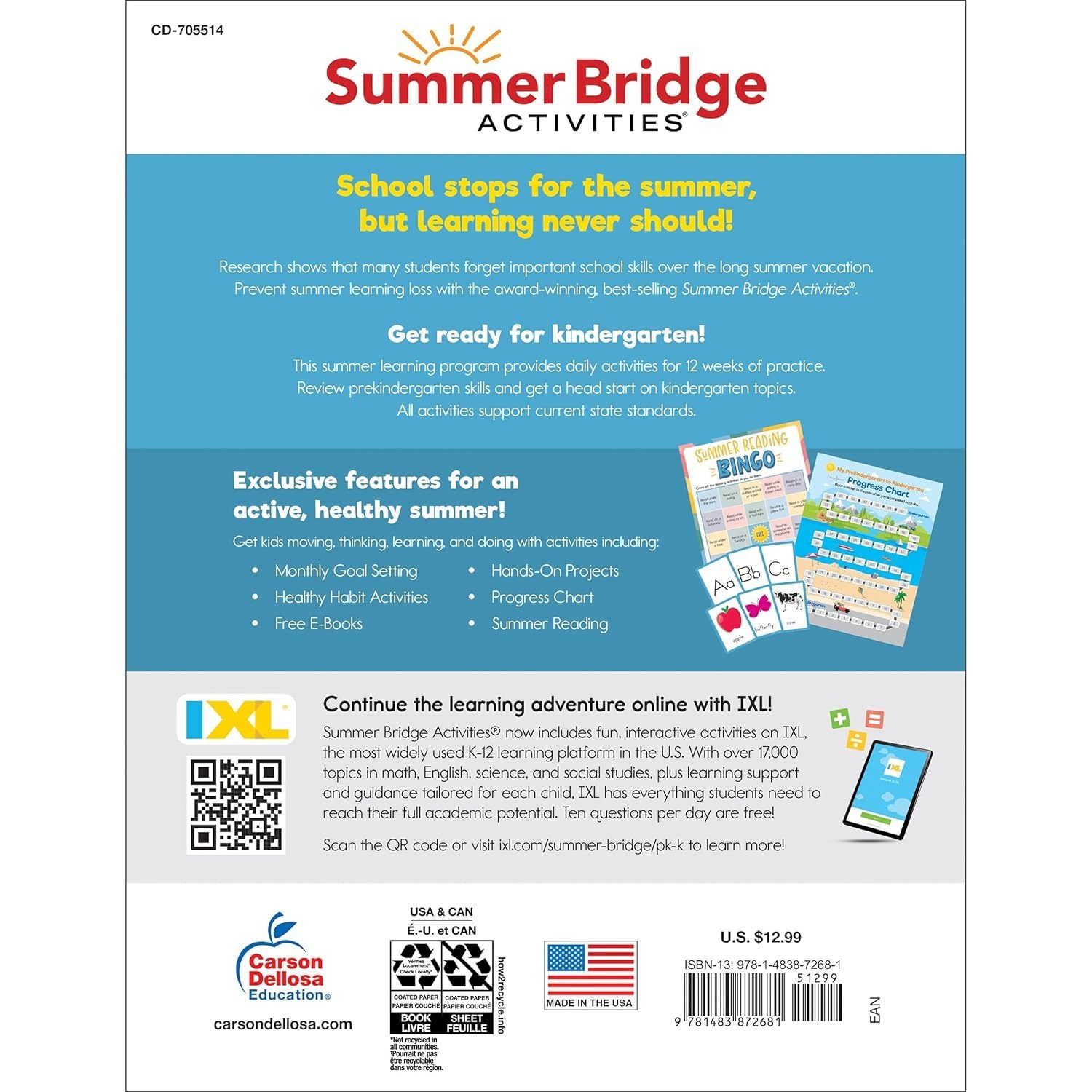 Summer Bridge Activities, Grades Pk - K (Summer Bridge Activities) (Spiral Bound)