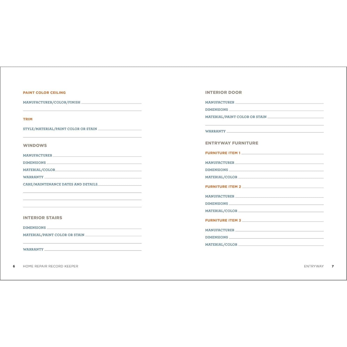 Home Repair Record Keeper: Includes Schedules and Maintenance Logs