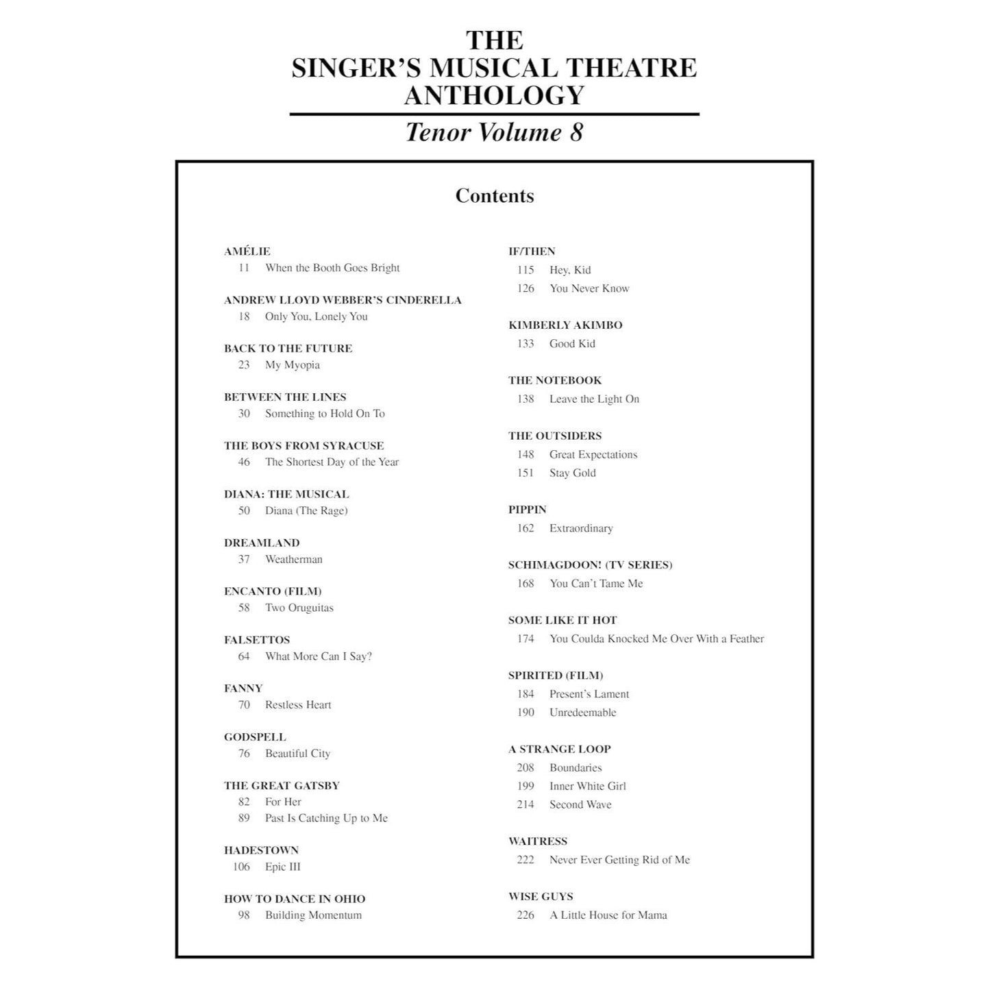 The Singer's Musical Theatre Anthology Volume 8: Tenor Edition
